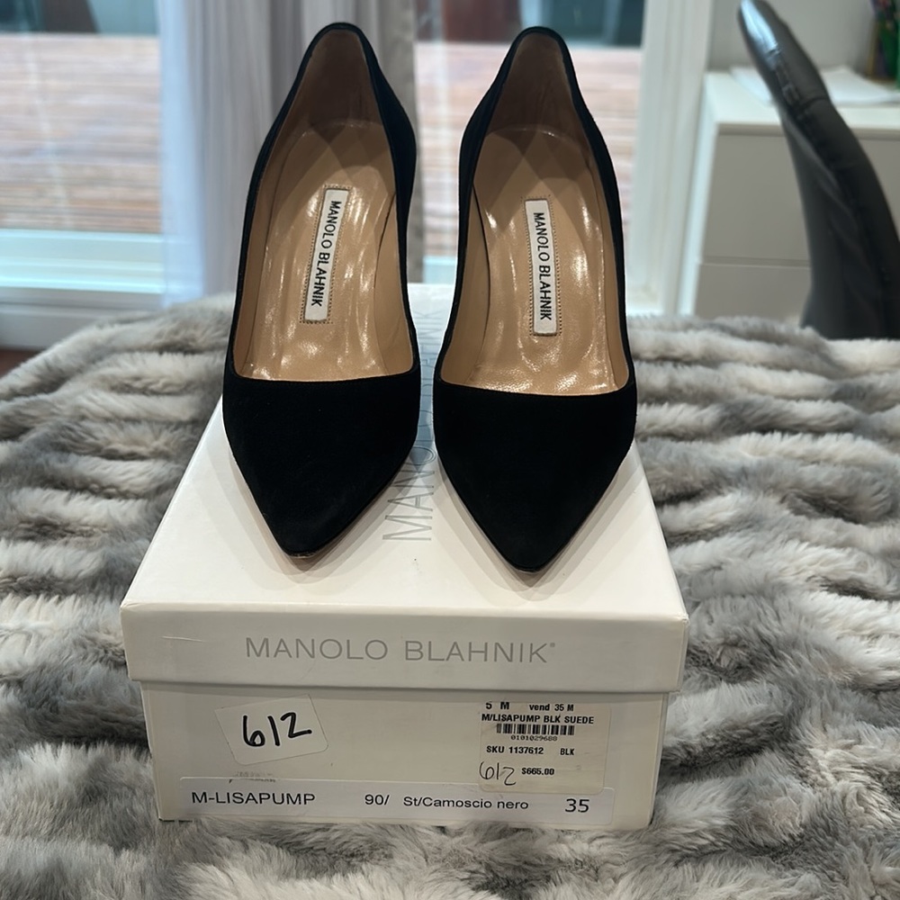 Authentic anabolic Blahnik Black Sued Lisapump
